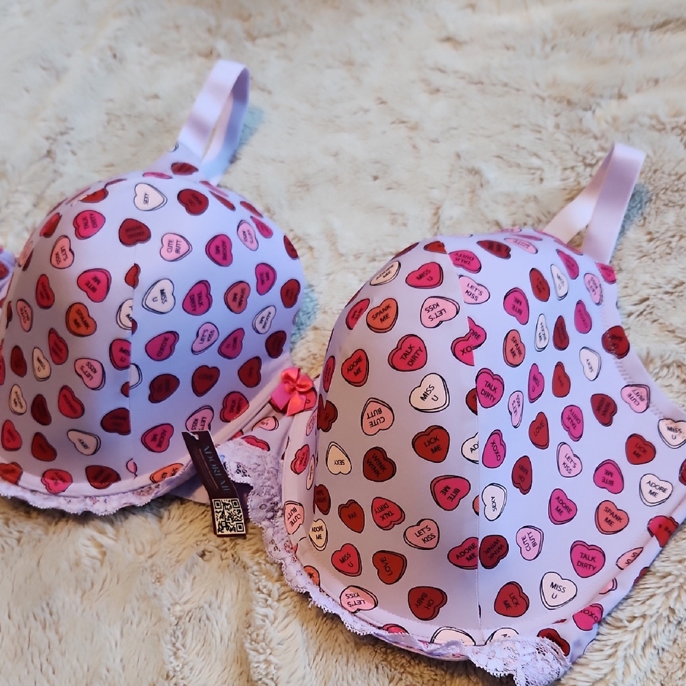 Adore Me Bra NWT Candy Heart Print